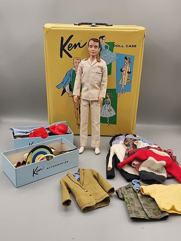 Vintage 1960 Flocked Ken, Case,