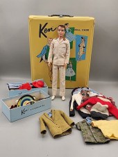 Vintage 1960 Flocked Ken, Case