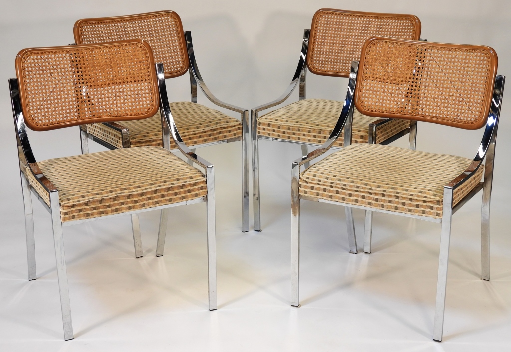 VINTAGE 1970'S 4PC CANE BACK CHROME
