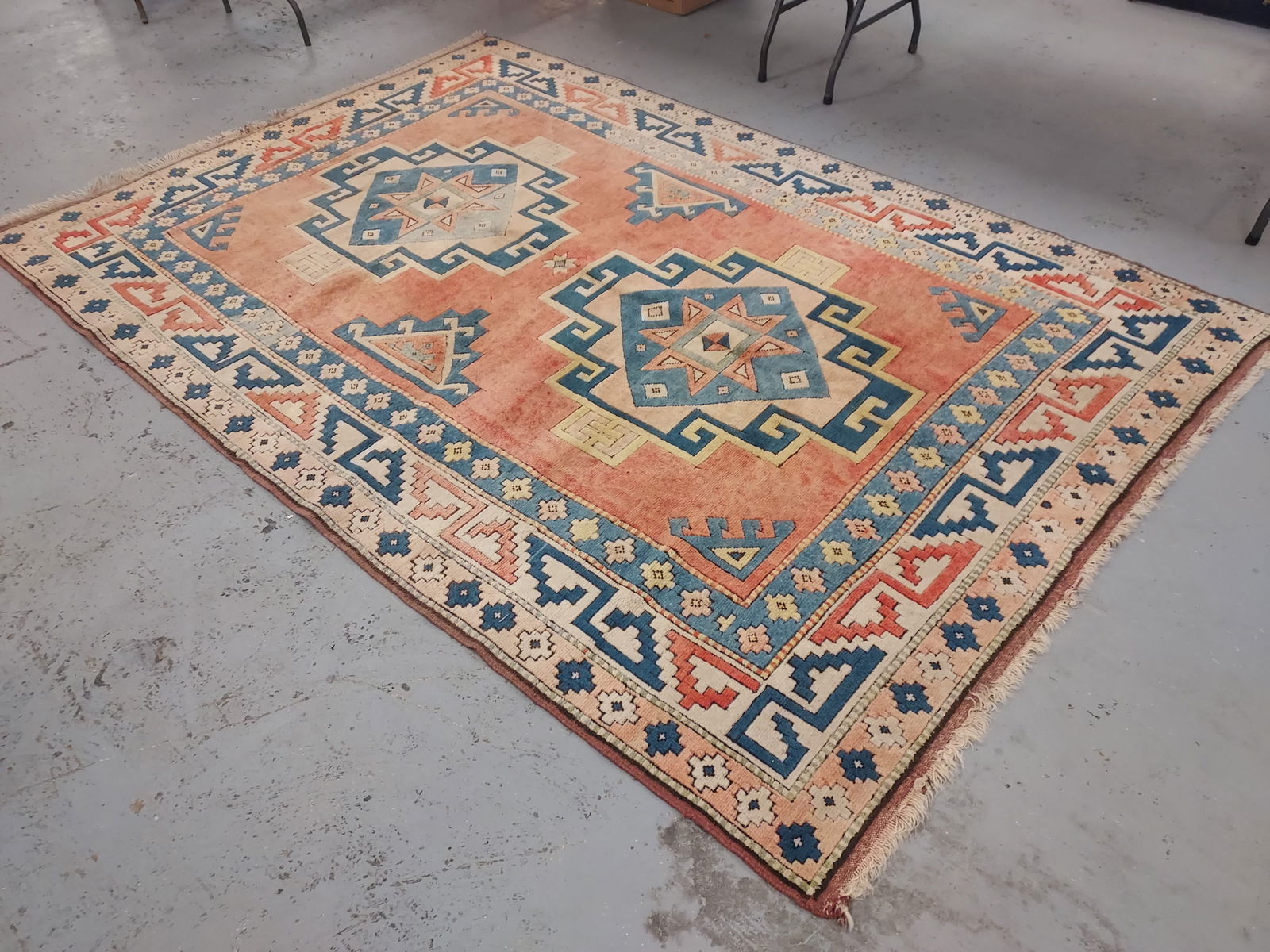 VINTAGE AFGHAN HAND KNOTTED WOOL