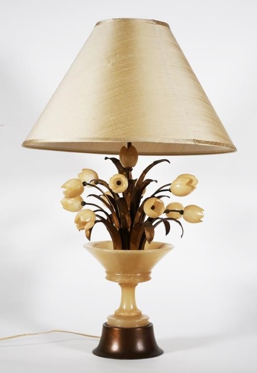 VINTAGE ALABASTER FLOWER BASKET
