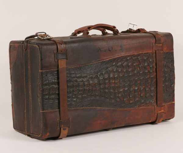 Vintage alligator skin suitcase.