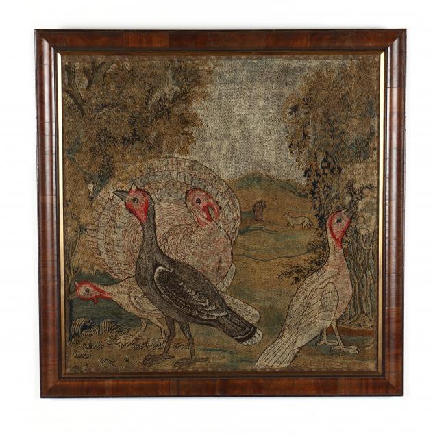 VINTAGE AMERICAN FRAMED WOOLWORK OF