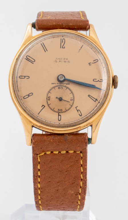 VINTAGE ANCRE 18K YELLOW GOLD WATCH