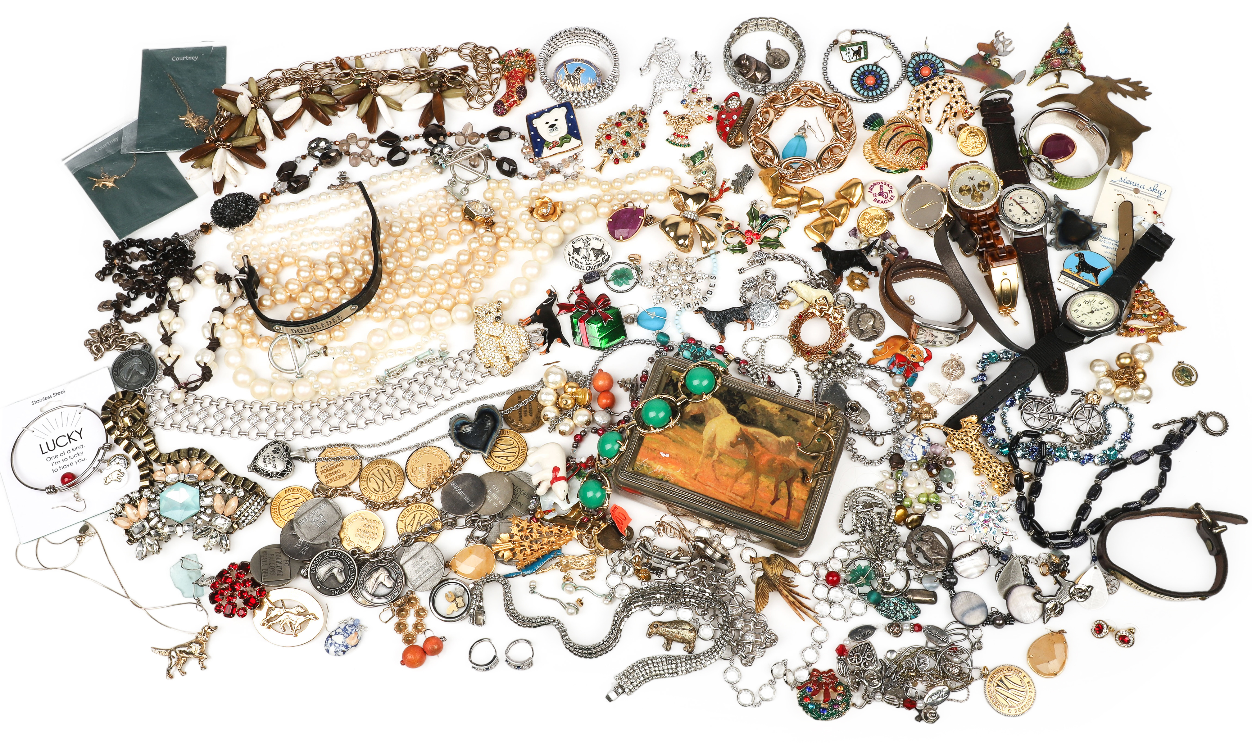 Vintage and modern jewelry grouping