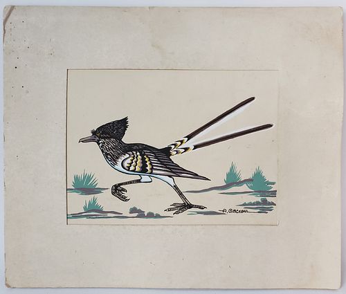 VINTAGE ARCHIE BLACK OWL GOUACHE ON