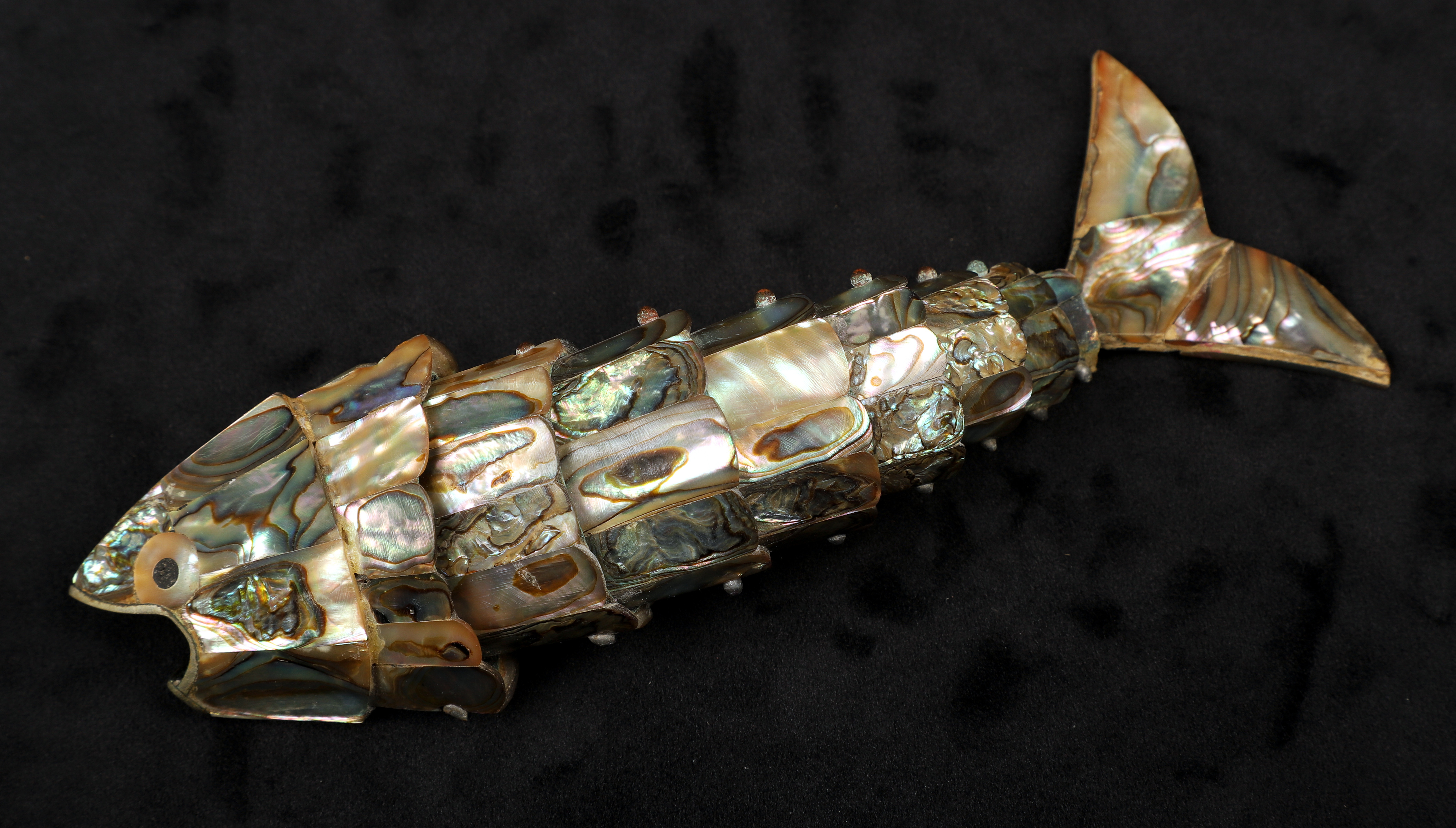 Vintage articulated abalone fish
