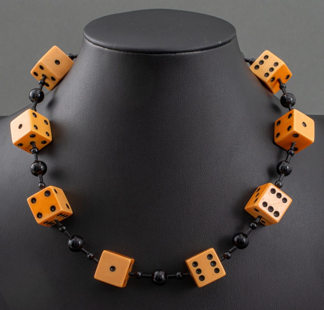VINTAGE BAKELITE DICE NECKLACE