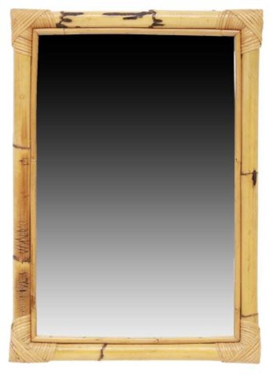 VINTAGE BAMBOO & RATTAN MIRROR, 27"