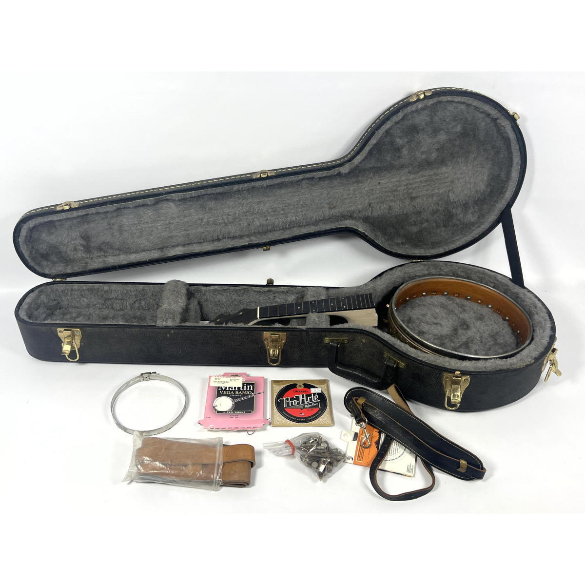 Vintage Banjo parts and case.