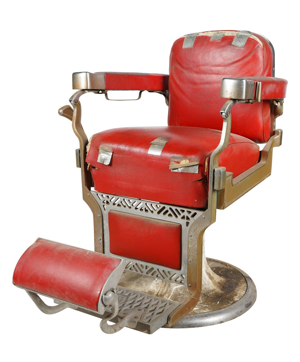 VINTAGE BARBER'S CHAIRsteel and red