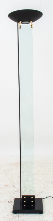VINTAGE BLACK AND GLASS HALOGEN