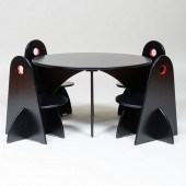VINTAGE BLACK AND RED PAINTED