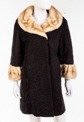 VINTAGE BLACK CURLY LAMB COAT
