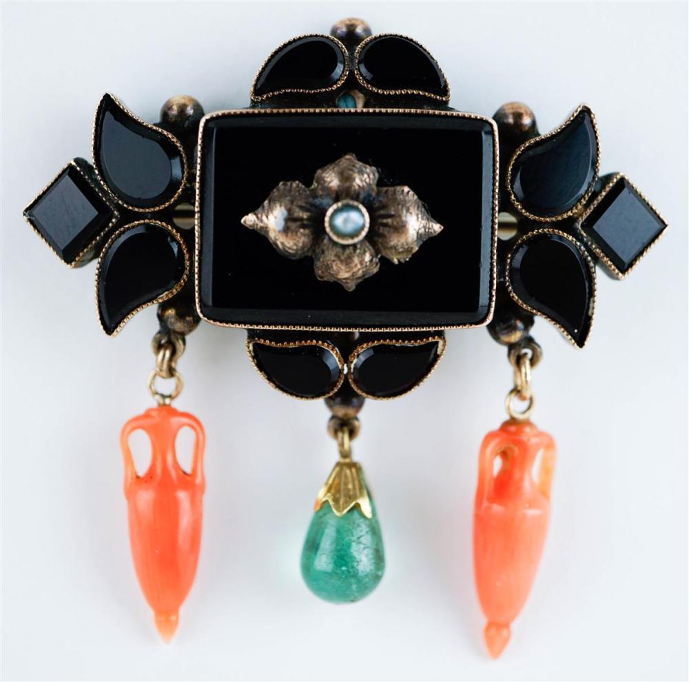 VINTAGE BLACK ONYX, CORAL AND