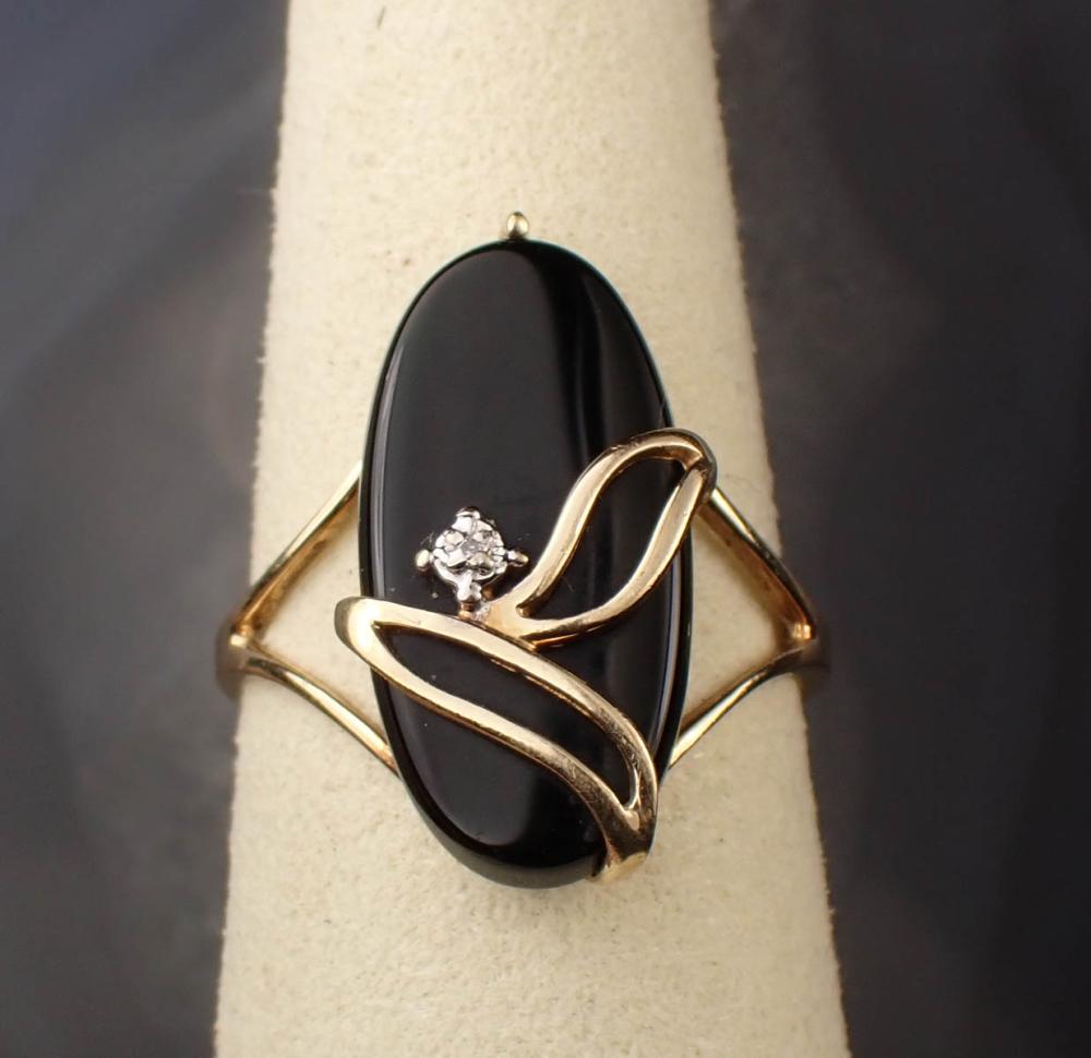 VINTAGE BLACK ONYX, DIAMOND AND