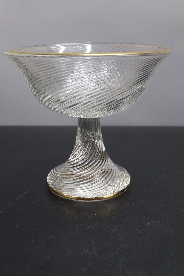 VINTAGE BLOWN CRYSTAL & GOLD RIMMED