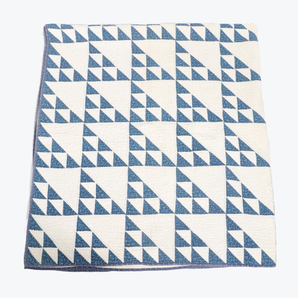 VINTAGE BLUE AND WHITE TRIANGLE