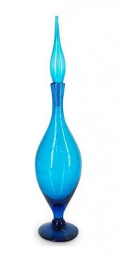 VINTAGE BLUE BLENKO GLASS VESS