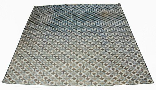 VINTAGE BLUE GEOMETRIC MOTIF RUG,
