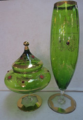 VINTAGE BOHEMIAN GREEN & GOLD