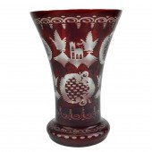 VINTAGE BOHEMIAN RUBY TO CLEAR