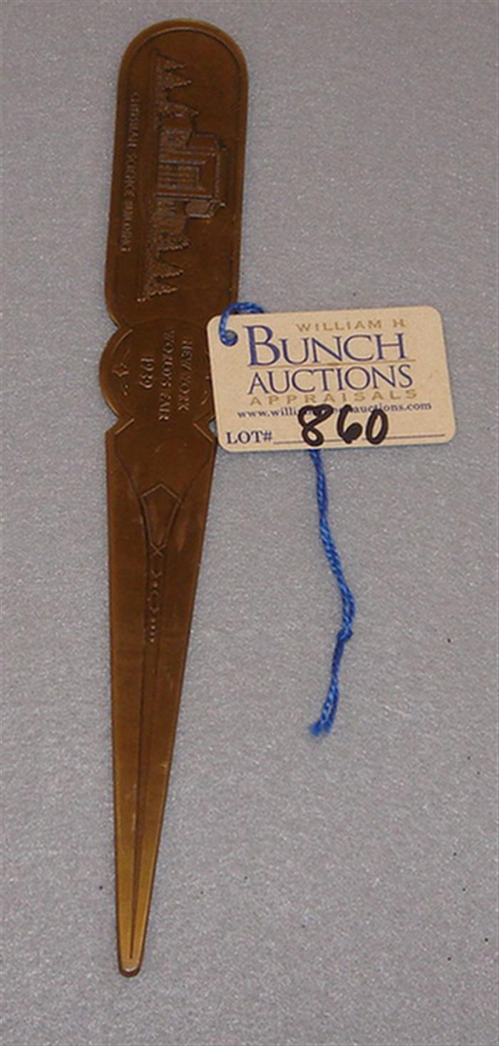 Vintage brass 1939 New York World's