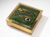 VINTAGE BRASS AND ENAMEL BOXVi