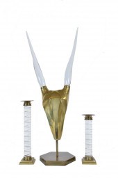VINTAGE BRASS AND GLASS HEAD O