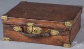 VINTAGE BRASS BOUND LEATHER AN