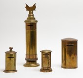 VINTAGE BRASS CYLINDRICAL BANK