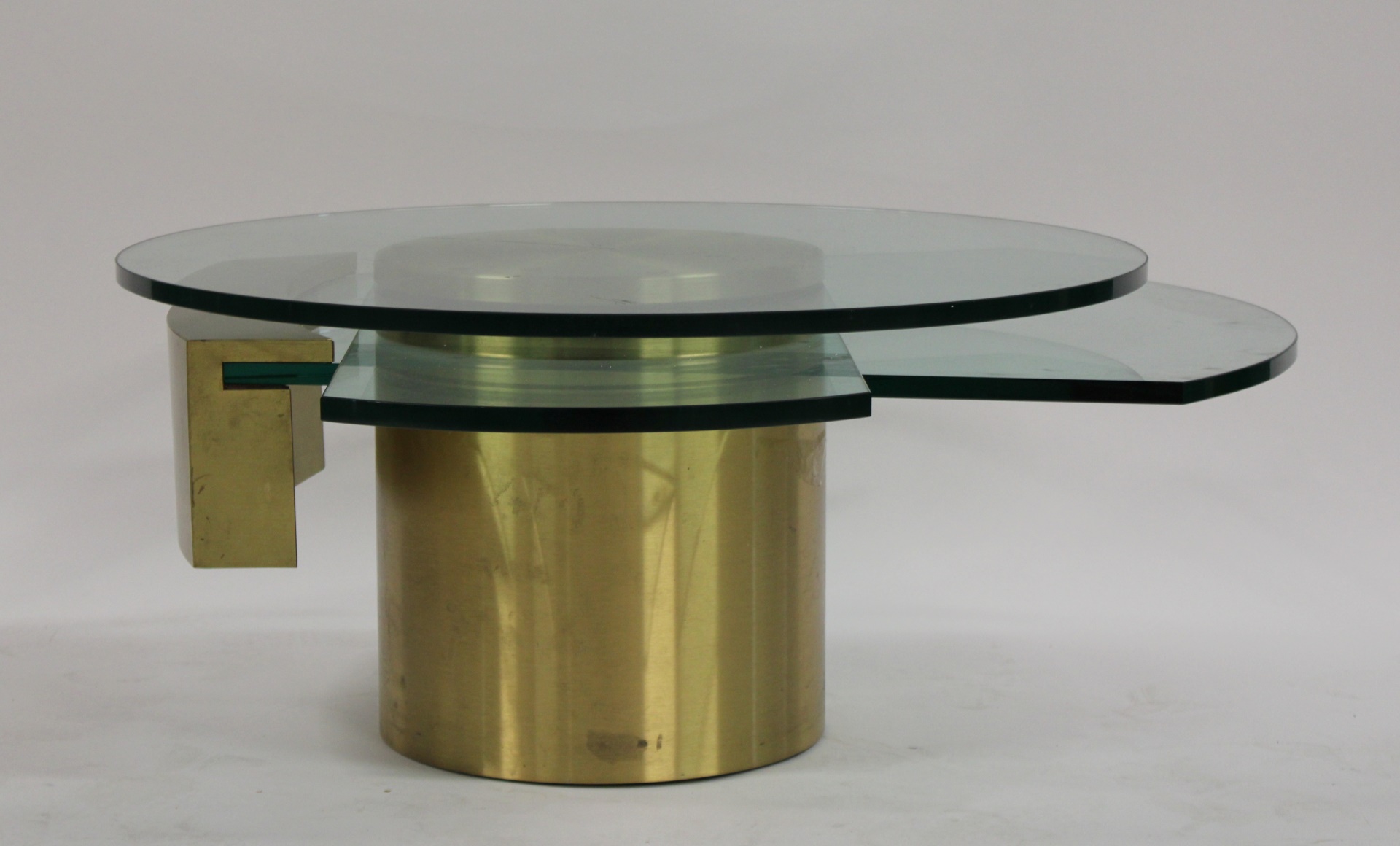 VINTAGE BRASS & GLASS REVOLVING TOP