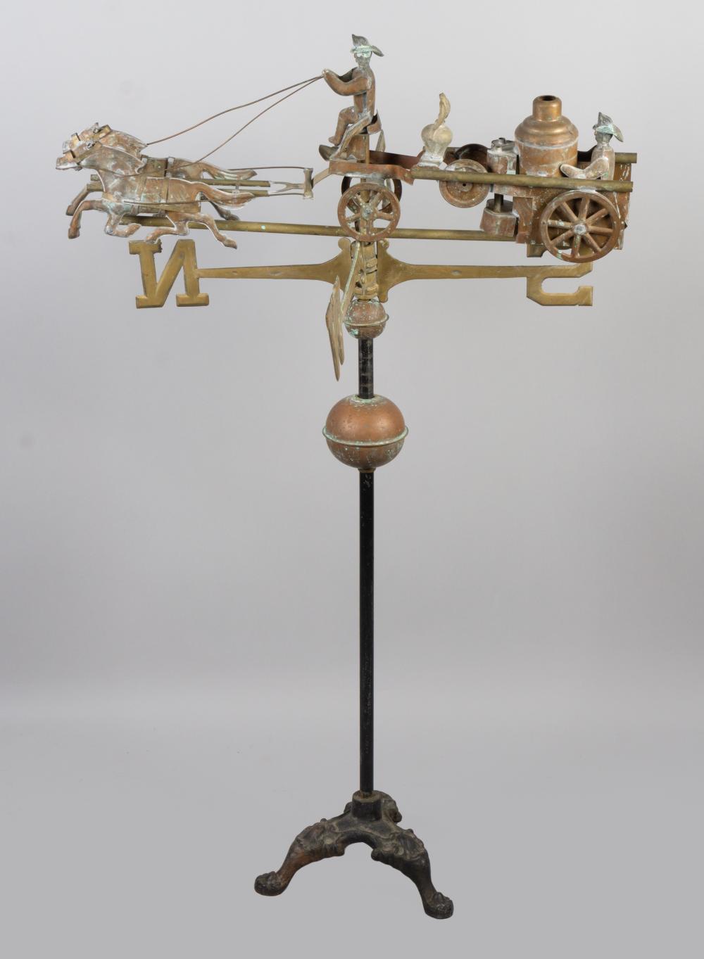 VINTAGE BRASS HORSE DRAWN FIRE