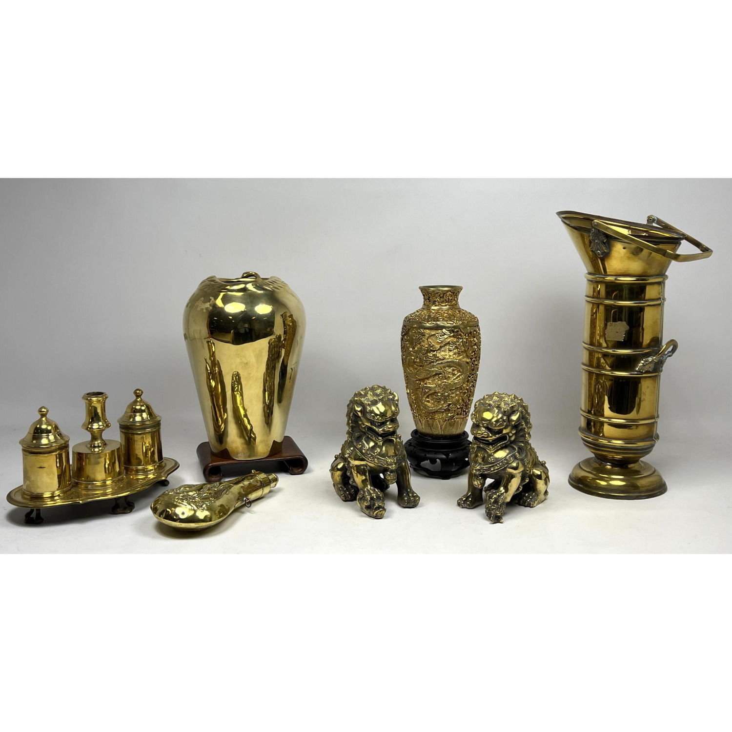 Vintage Brass Shelf Lot. Pr Foo