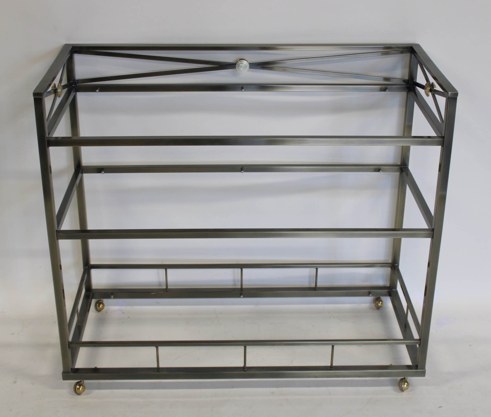 VINTAGE BRASS & STEEL SERVING CART.