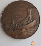 VINTAGE BRONZE RELIEF WHALING