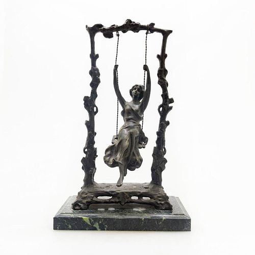 VINTAGE BRONZE SCULPTURE, GIRL ON