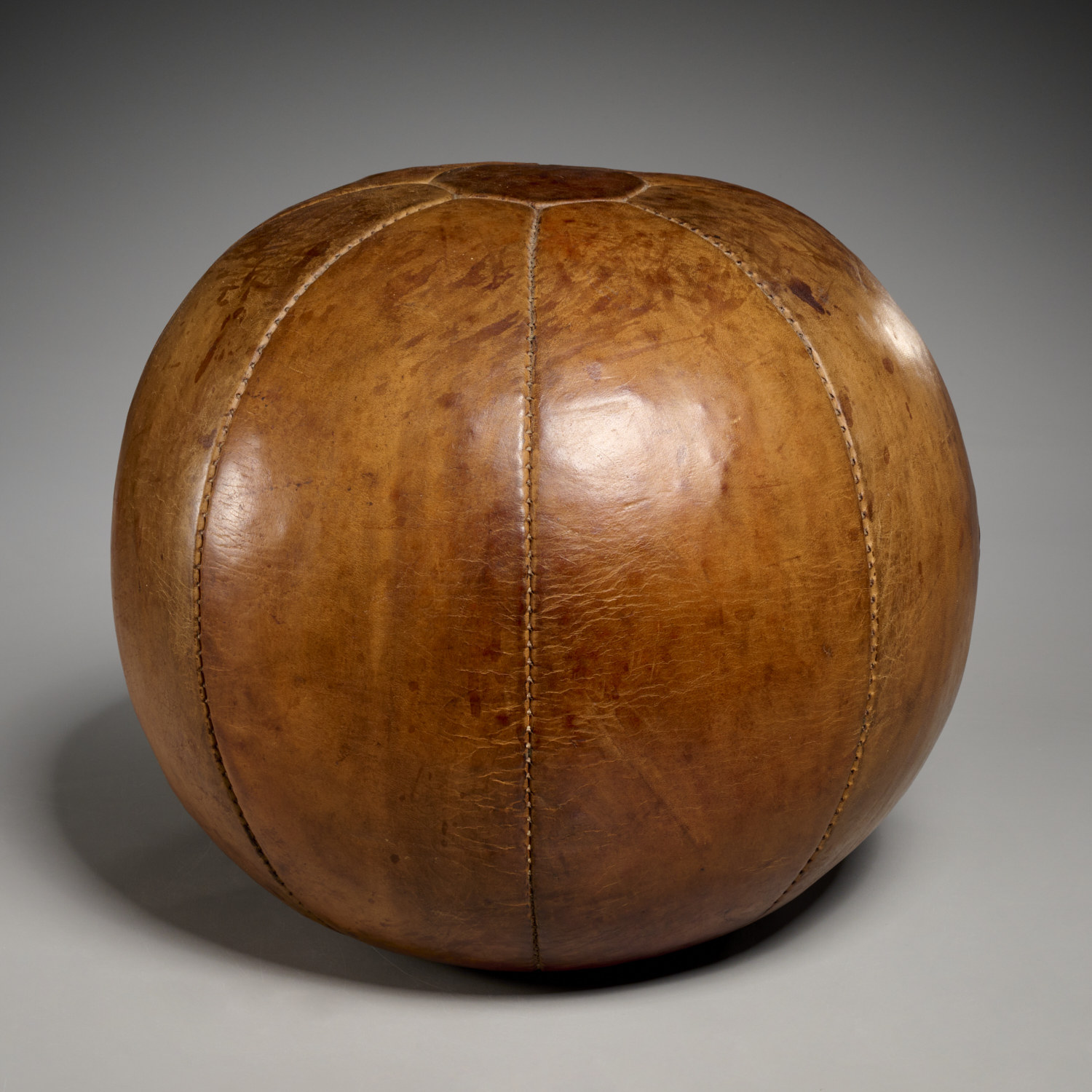 VINTAGE BROWN LEATHER MEDICINE BALL