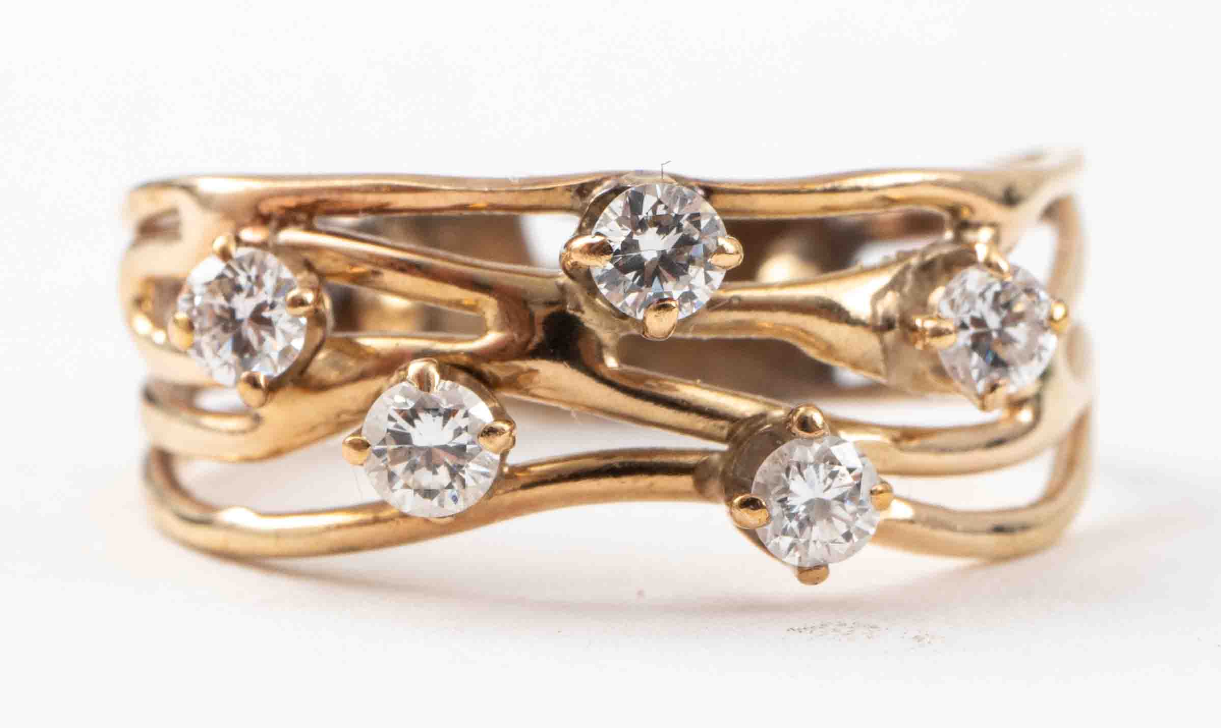 VINTAGE BRUTALIST 14K YELLOW GOLD