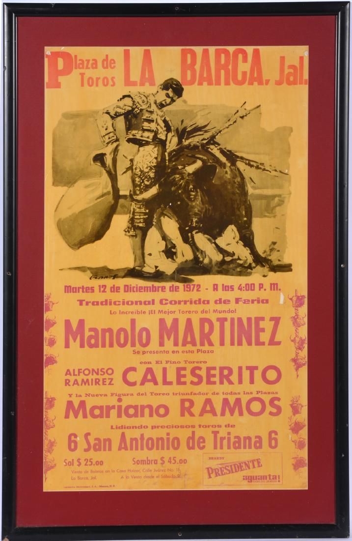 VINTAGE BULLFIGHT POSTER, 1972,