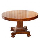 VINTAGE BURL WOOD FOYER TABLED