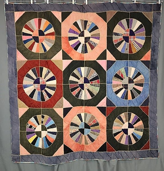 Vintage c1940 Wagon wheel Quilt