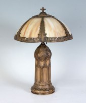 VINTAGE CARAMEL SLAG GLASS LAM