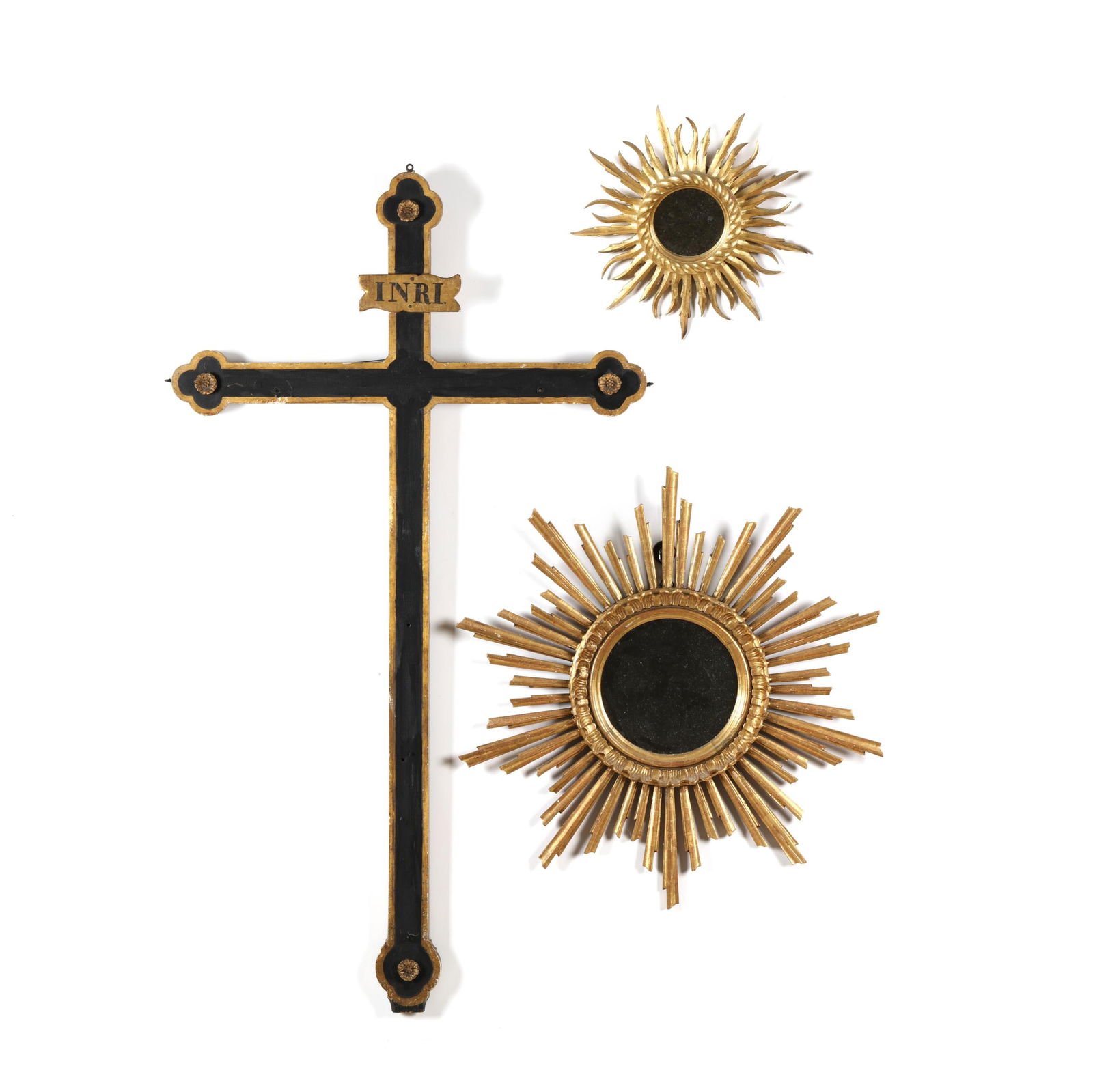 VINTAGE CARVED CRUCIFIX AND TWO