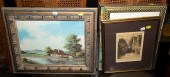 VINTAGE CARVED OAK FRAMED MIRR