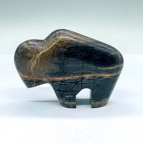 VINTAGE CARVED STONE BUFFALO