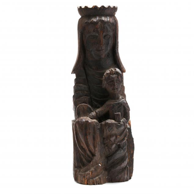 VINTAGE CARVED WOOD MADONNA AND