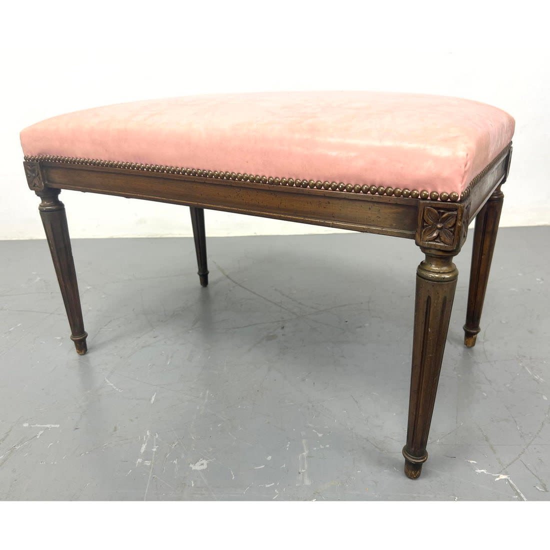 Vintage Carved Wood Piano Bench.
