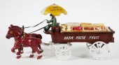 VINTAGE CAST IRON HORSE WAGON