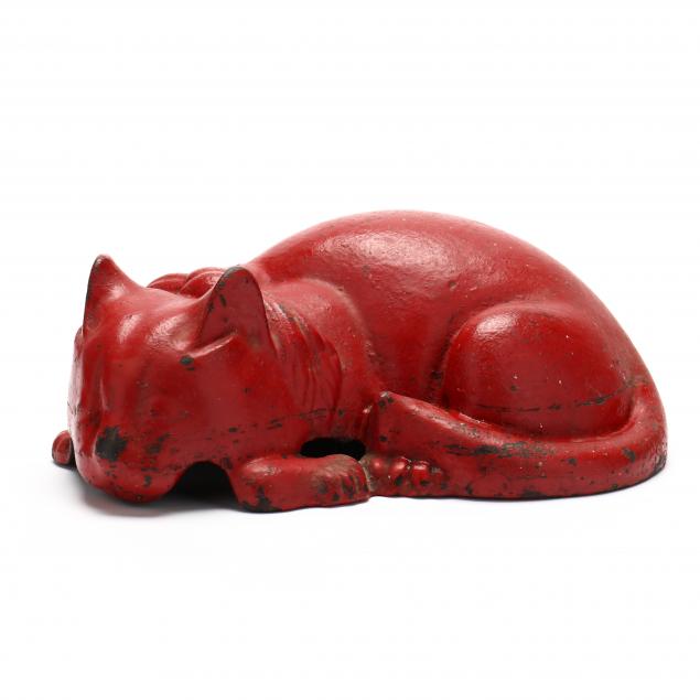 VINTAGE CAST IRON SLEEPING CAT